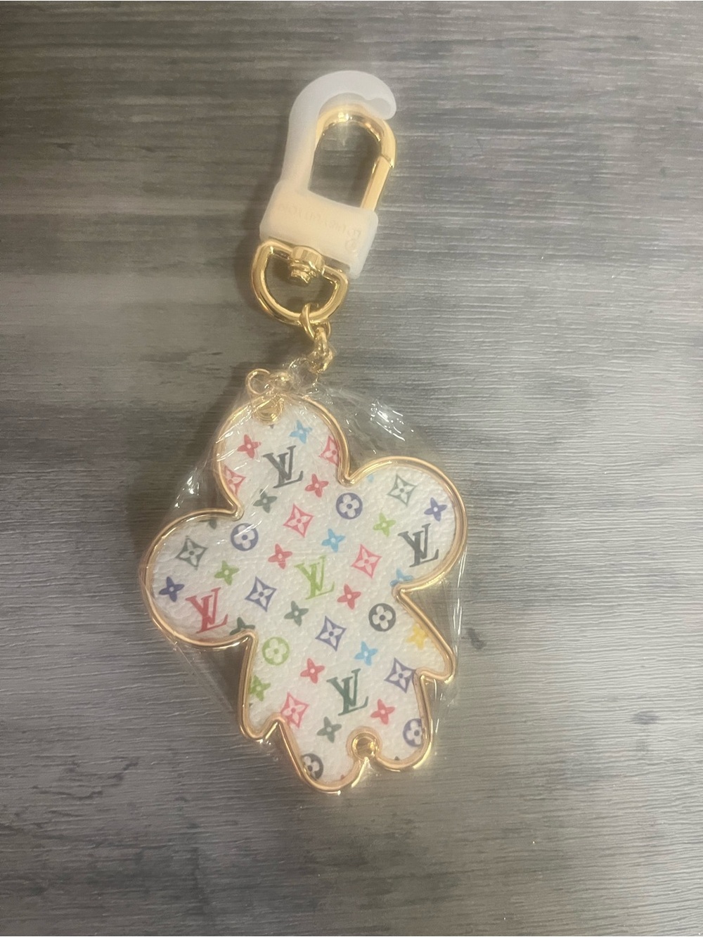White Multicolor Monogram Keychain Charm - Picture 3 of 4
